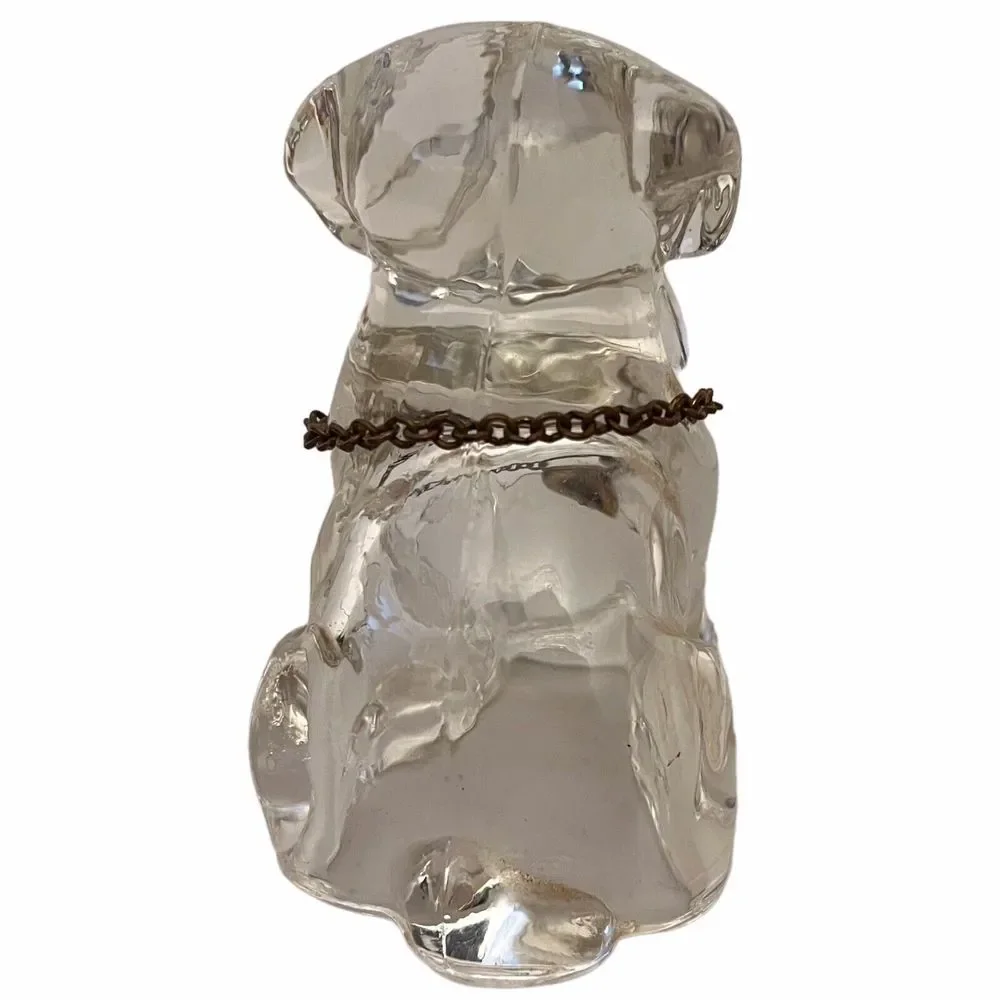 Vintage Federal Glass Company Puppy Dog Candy Container Clear Glass 1940s‎